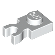 Plate, Modified 1 x 1 with Clip Vertical - Type 3 (thick U clip) - White