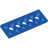 Technic, Plate 2 x 6 with 5 Holes - Blue