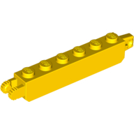 Hinge Brick 1 x 6 Locking with 1 Finger Vertical End and 2 Fingers Vertical End - Yellow