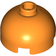 Brick, Round 2 x 2 Dome Top - Hollow Stud with Bottom Axle Holder x Shape + Orientation - Orange