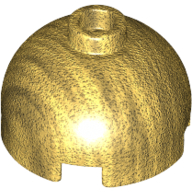 Brick, Round 2 x 2 Dome Top - Hollow Stud with Bottom Axle Holder x Shape + Orientation - Pearl Gold