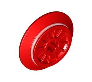 Train Wheel RC Train, Spoked with Technic Axle Hole and Rubber Friction Band - Red
