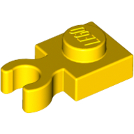 Plate, Modified 1 x 1 with Clip Vertical - Type 4 (thick open O clip) - Yellow
