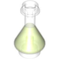 Minifigure, Utensil Bottle, Erlenmeyer Flask with Trans-Bright Green Fluid Pattern - Trans-Clear