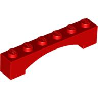 Brick, Arch 1 x 6 Raised Arch - Red