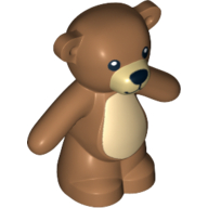 Teddy Bear - Arms Down with Tan Belly and Black Eyes, Nose and Mouth Pattern - Medium Dark Flesh