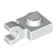 Plate, Modified 1 x 1 with Clip Horizontal - White