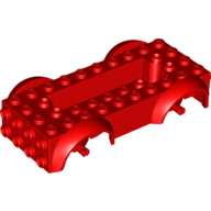 Vehicle, Base 5 x 10 x 2 1/2 with Mudguards and 6 x 2 Recessed Center with 3 Holes - Red