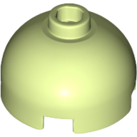 Brick, Round 2 x 2 Dome Top - Hollow Stud with Bottom Axle Holder x Shape + Orientation - Yellowish Green