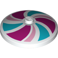 Dish 4 x 4 Inverted (Radar) with Stripes Bright Pink/Magenta/Medium Azure Pattern - White